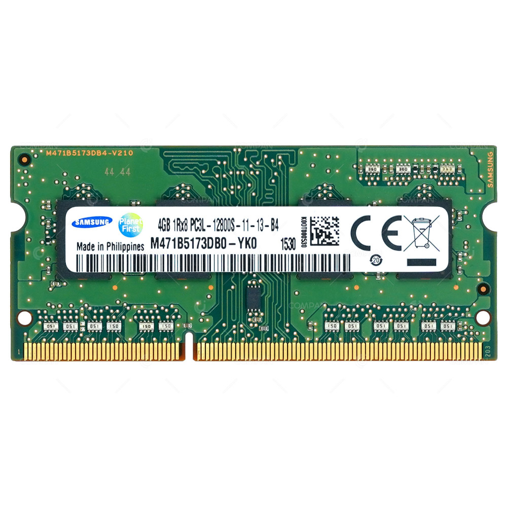 M471B5173DB0-YK0 SAMSUNG MEMORY 4GB 1RX8 PC3 12800S SODIMM DDR3L FOR LAPTOPS -
